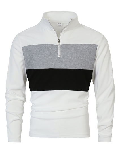 Men's stylish sweater with zipper and color block design Skorter
