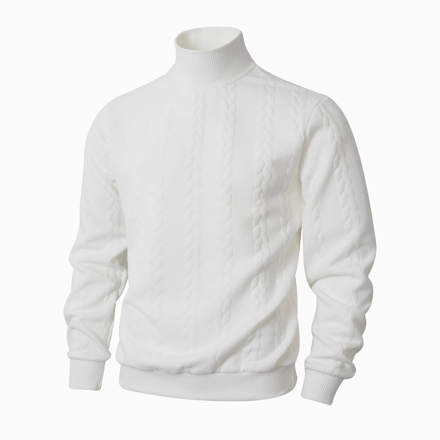 Men's stylish knit sweater with a high collar and cable pattern Skorter