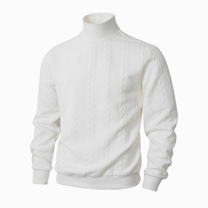 Men's stylish knit sweater with a high collar and cable pattern Skorter