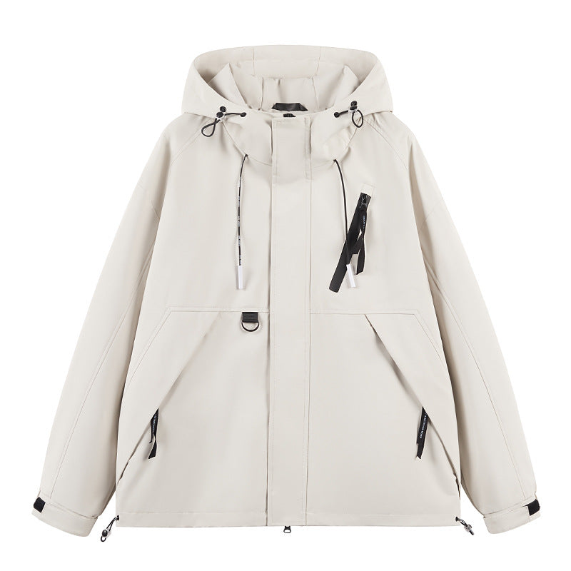 Men Water-Repellent Leisure Jacket with Adjustable Collar and Practical Zipper Pockets Skorter