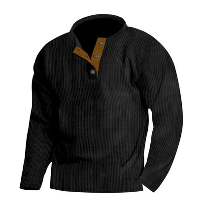Men's sweater with textured surface and button placket detail Skorter