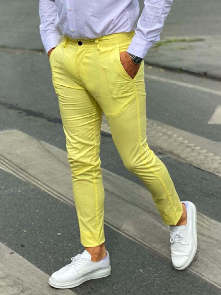 Men's Comfortable Summer Chinos with Side Pockets and Elastic Waistband Skorter