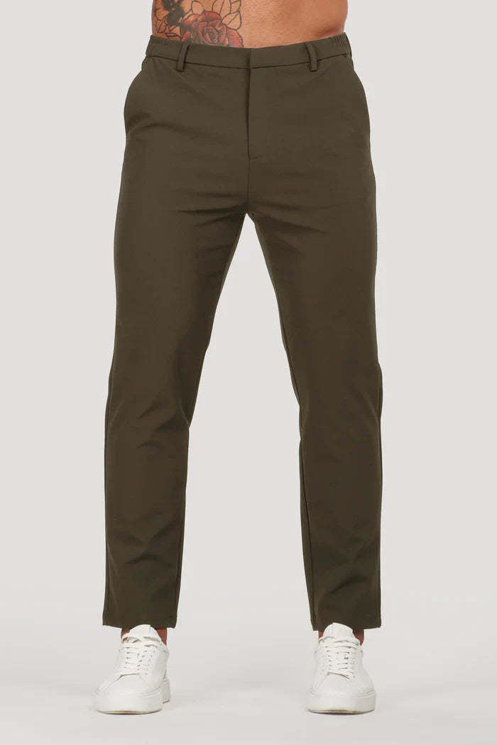 Men's Slim Fit Chino Pants with Elastic Waistband and Side Pockets Skorter