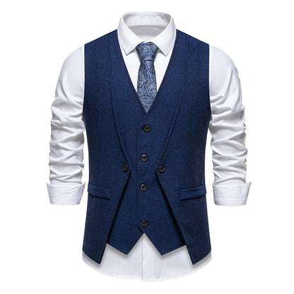 Men's suit vest in elegant herringbone design with practical pockets Skorter