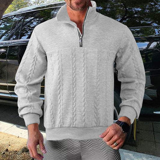 Men's zip sweater with textured design Skorter