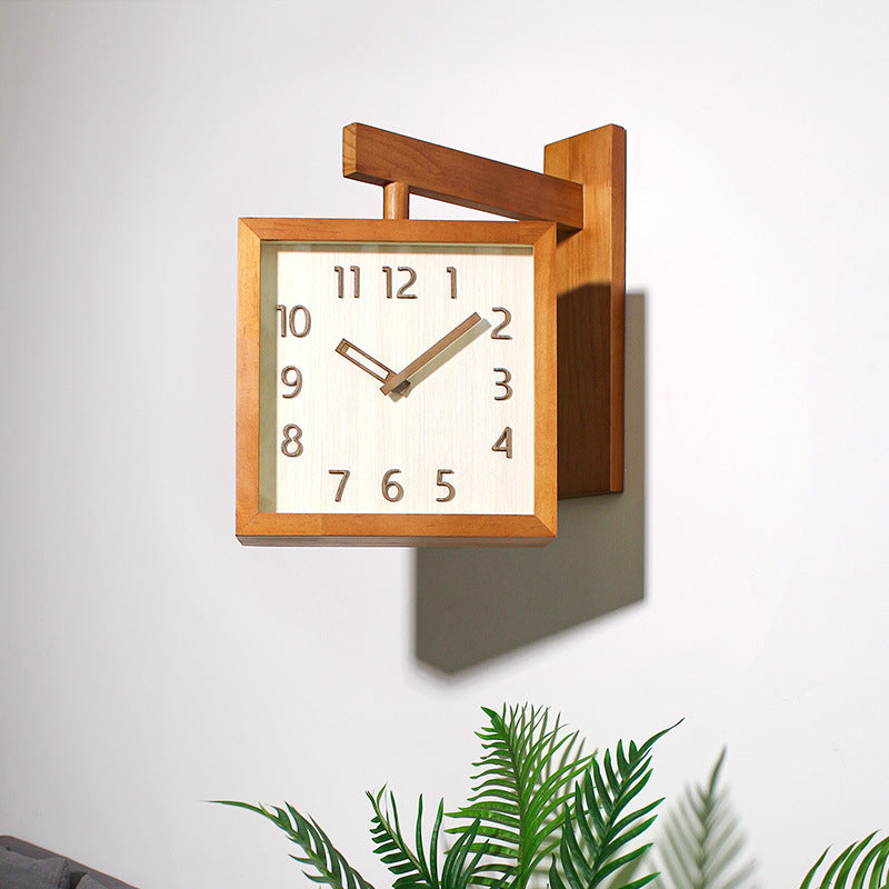 Skorter | Wall-Corner-Two-Sided Wood-Analog-Clock
