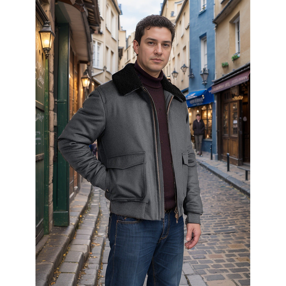 Men's warm fleece jacket with stand-up collar and practical pockets Skorter