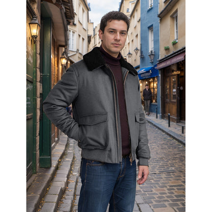 Men's warm fleece jacket with stand-up collar and practical pockets Skorter