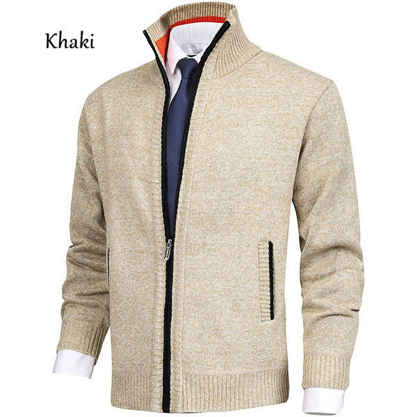 Men's stylish cardigan with high collar and elegant contrast details Skorter