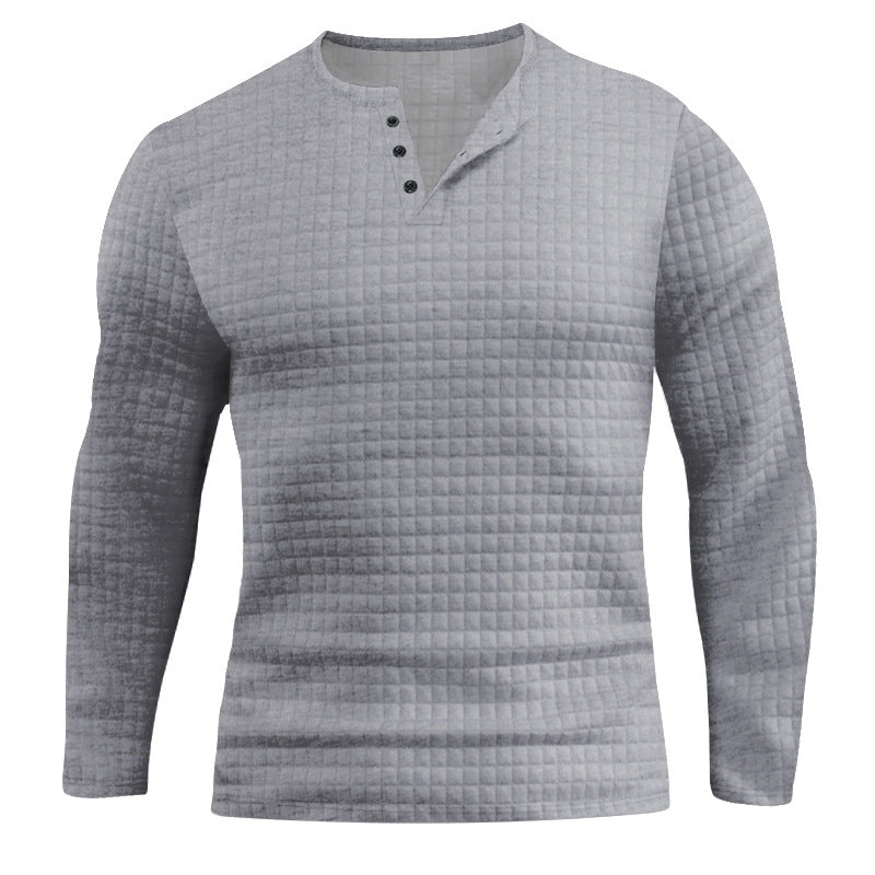 Men's Long Sleeve Shirt with Textured Design and Fashionable Button Closure Skorter