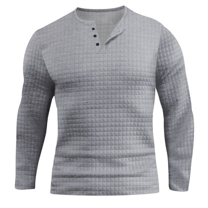 Men's Long Sleeve Shirt with Textured Design and Fashionable Button Closure Skorter