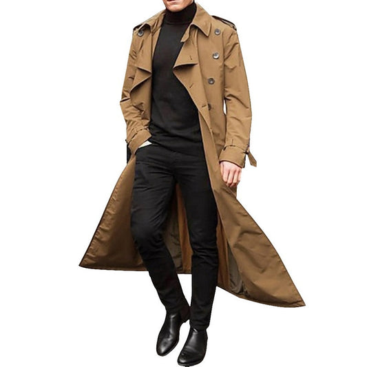 Elegant trenchcoat för män med djupa slag och dolda knappar Skorter