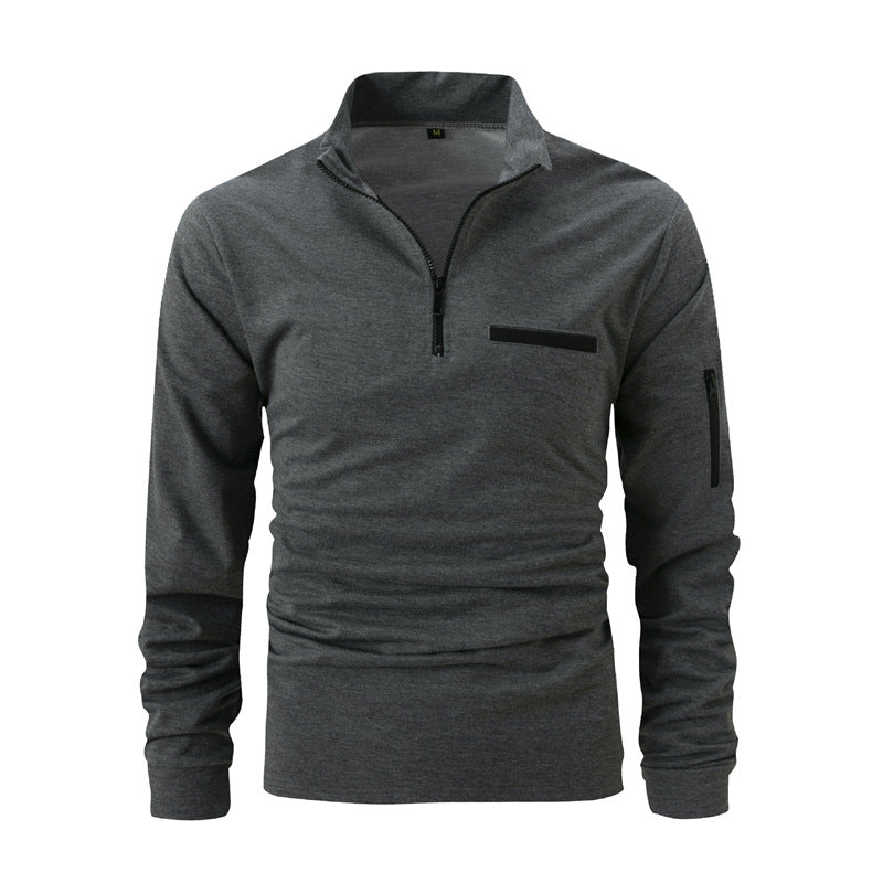 Men's sporty sweater with half zip and practical pockets Skorter