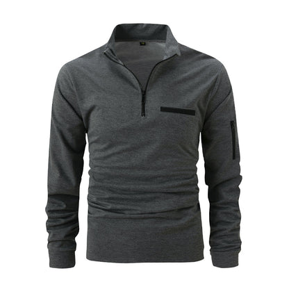 Men's sporty sweater with half zip and practical pockets Skorter