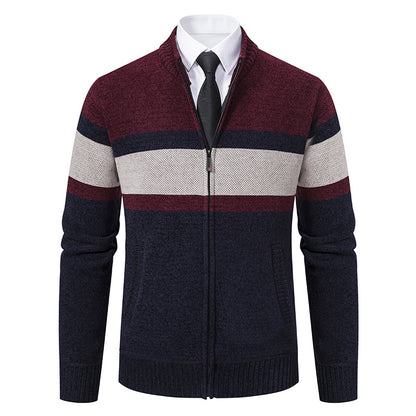 Men's cardigan with textured design and high-collar Skorter