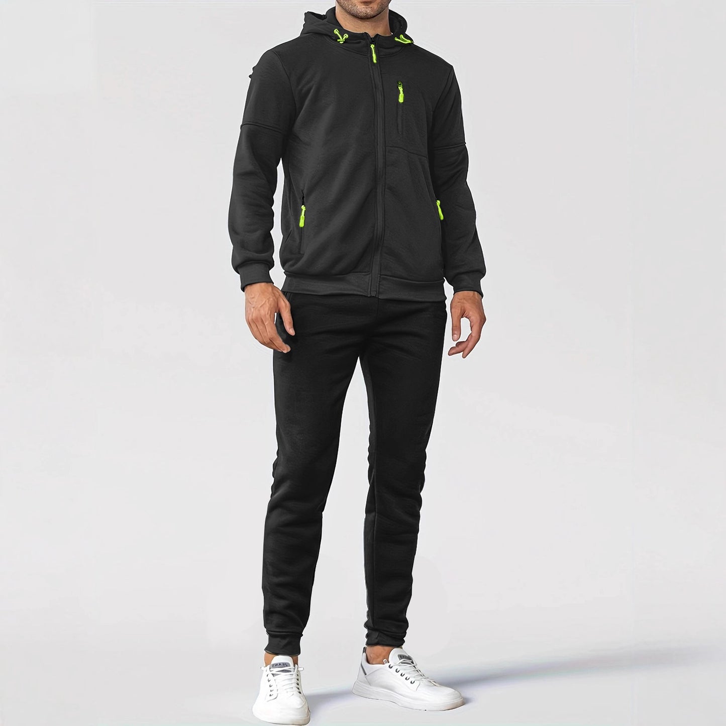 Men's Sporty Sweat Jacket and Jogging Pants Set with Functional Pockets Skorter