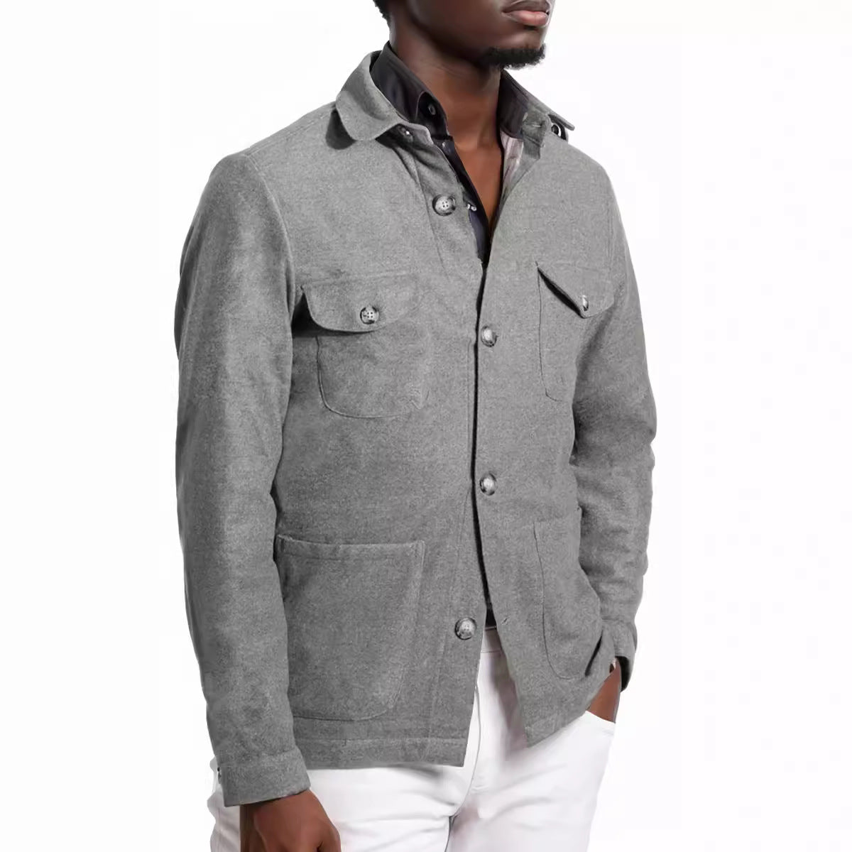 Men's timeless utility jacket with practical pockets and stand-up collar Skorter