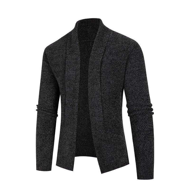 Men's cardigan with modern shawl collar and fine textured pattern Skorter