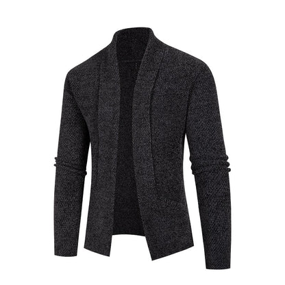 Men's cardigan with modern shawl collar and fine textured pattern Skorter