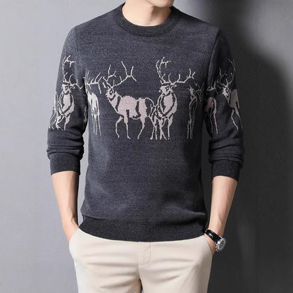 Men's knitted sweater with detailed reindeer motif Skorter