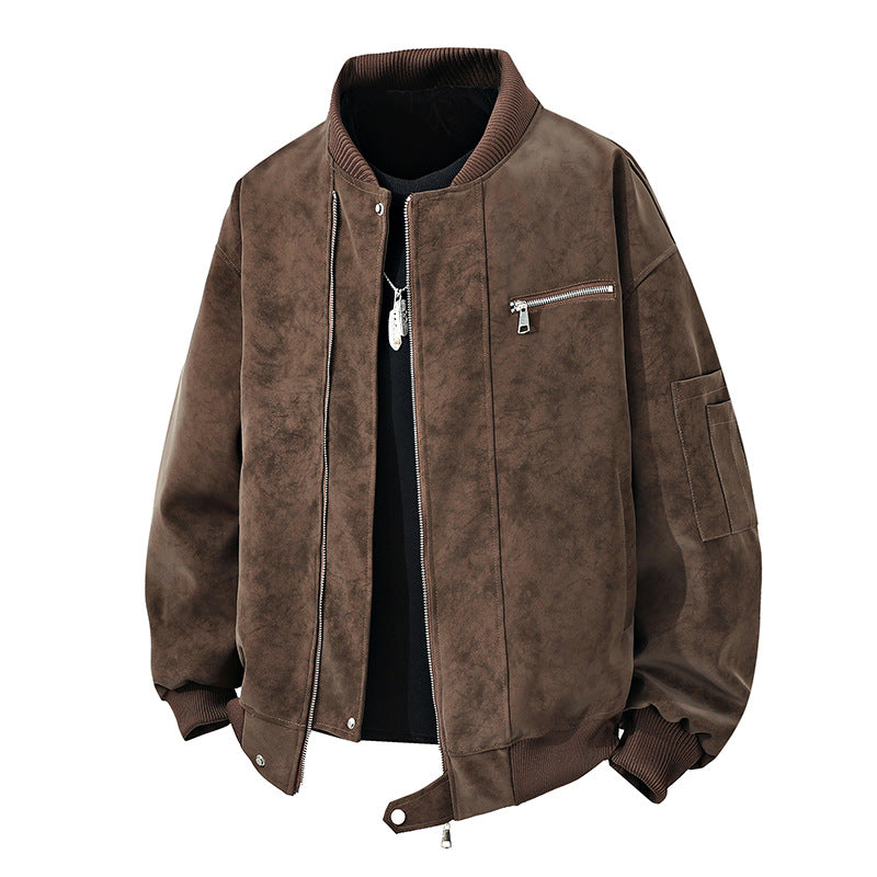 Men's Trendy Bomber Jacket in Vintage Look with Practical Zipper and Stylish Details Skorter