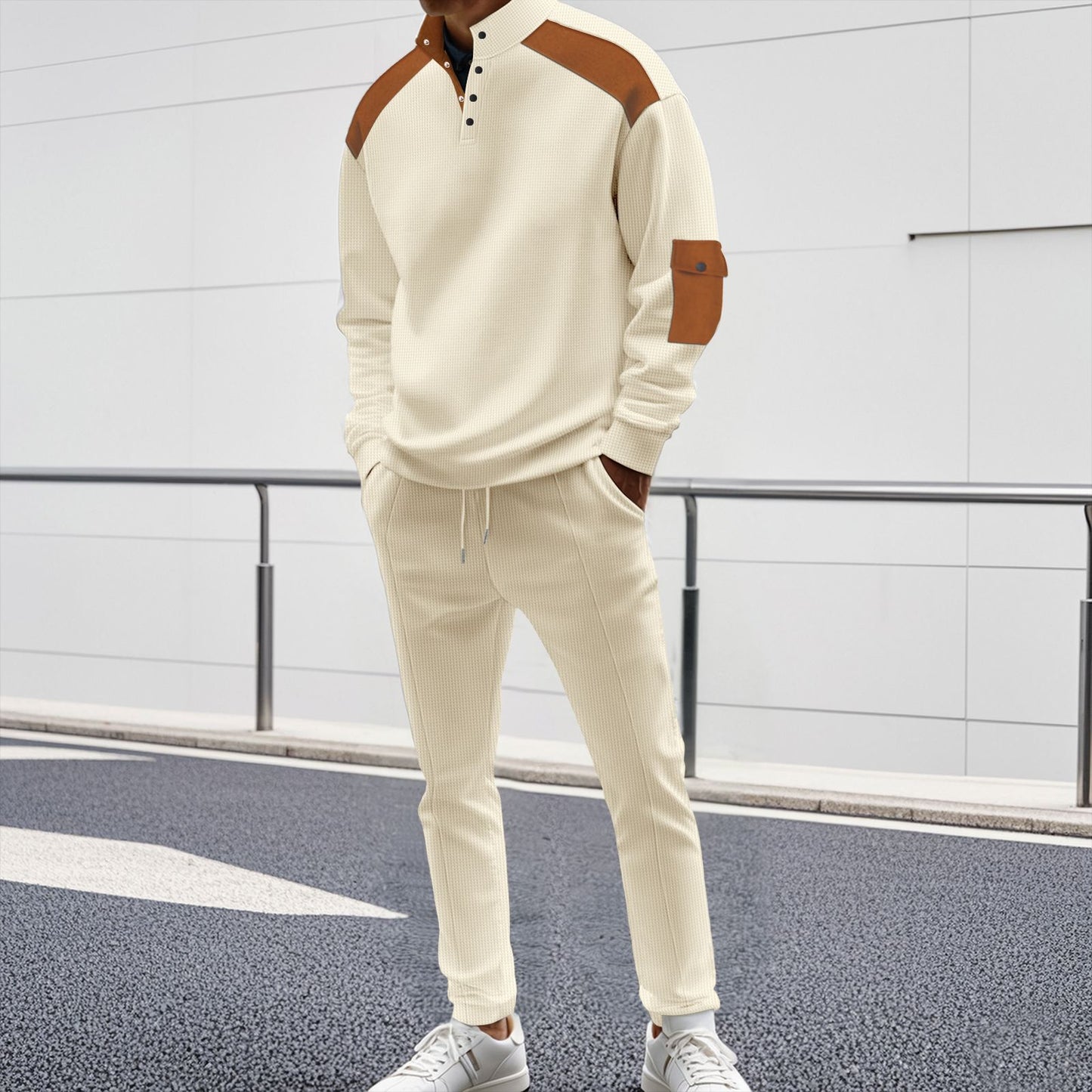 Men's Sporty Zip Set with Fashionable Accents and Structured Processing Skorter