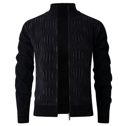 Men's cardigan with textured design and modern zipper Skorter