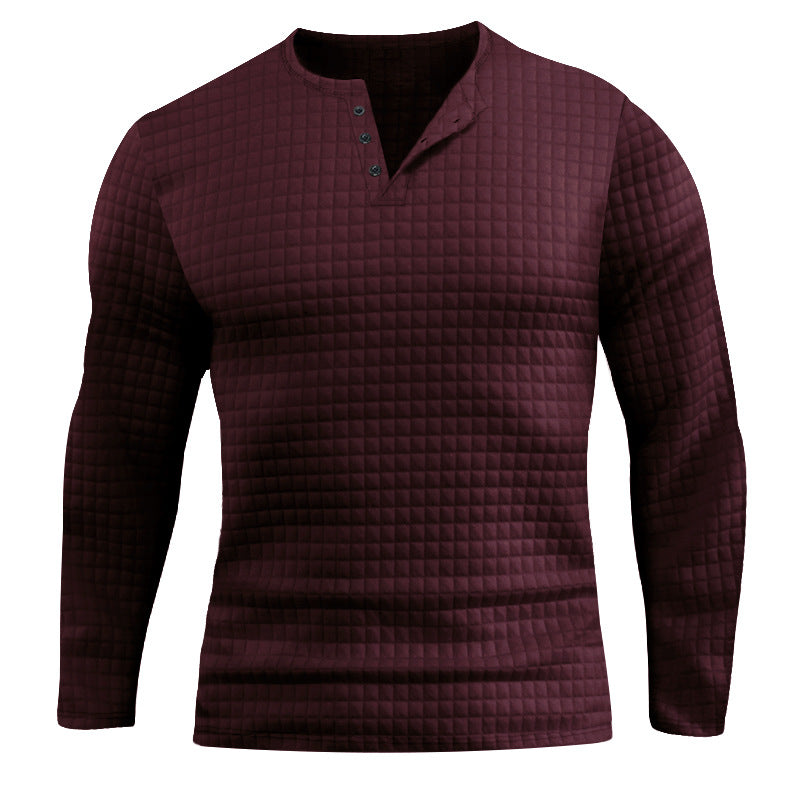 Men's Long Sleeve Shirt with Textured Design and Fashionable Button Closure Skorter