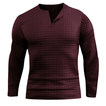 Men's Long Sleeve Shirt with Textured Design and Fashionable Button Closure Skorter