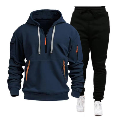 Men's sporty hoodie and jogger suit with functional zip pockets Skorter