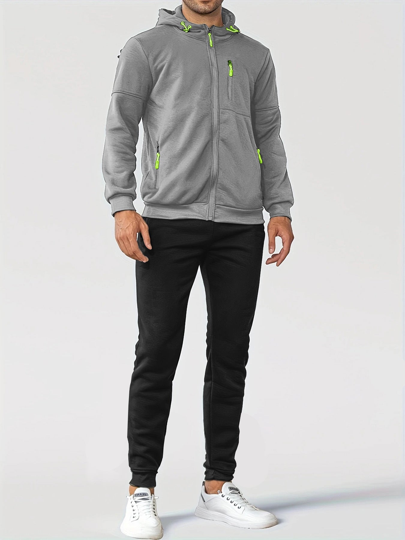 Men's Sporty Sweat Jacket and Jogging Pants Set with Functional Pockets Skorter
