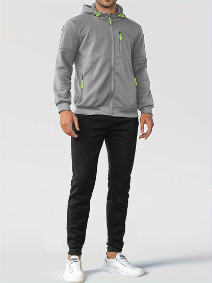 Men's Sporty Sweat Jacket and Jogging Pants Set with Functional Pockets Skorter
