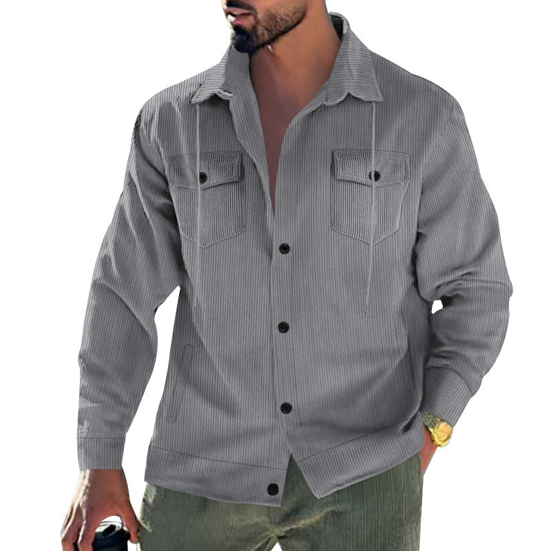 Men's waffle texture shirt with practical breast pockets and trendy cut Skorter