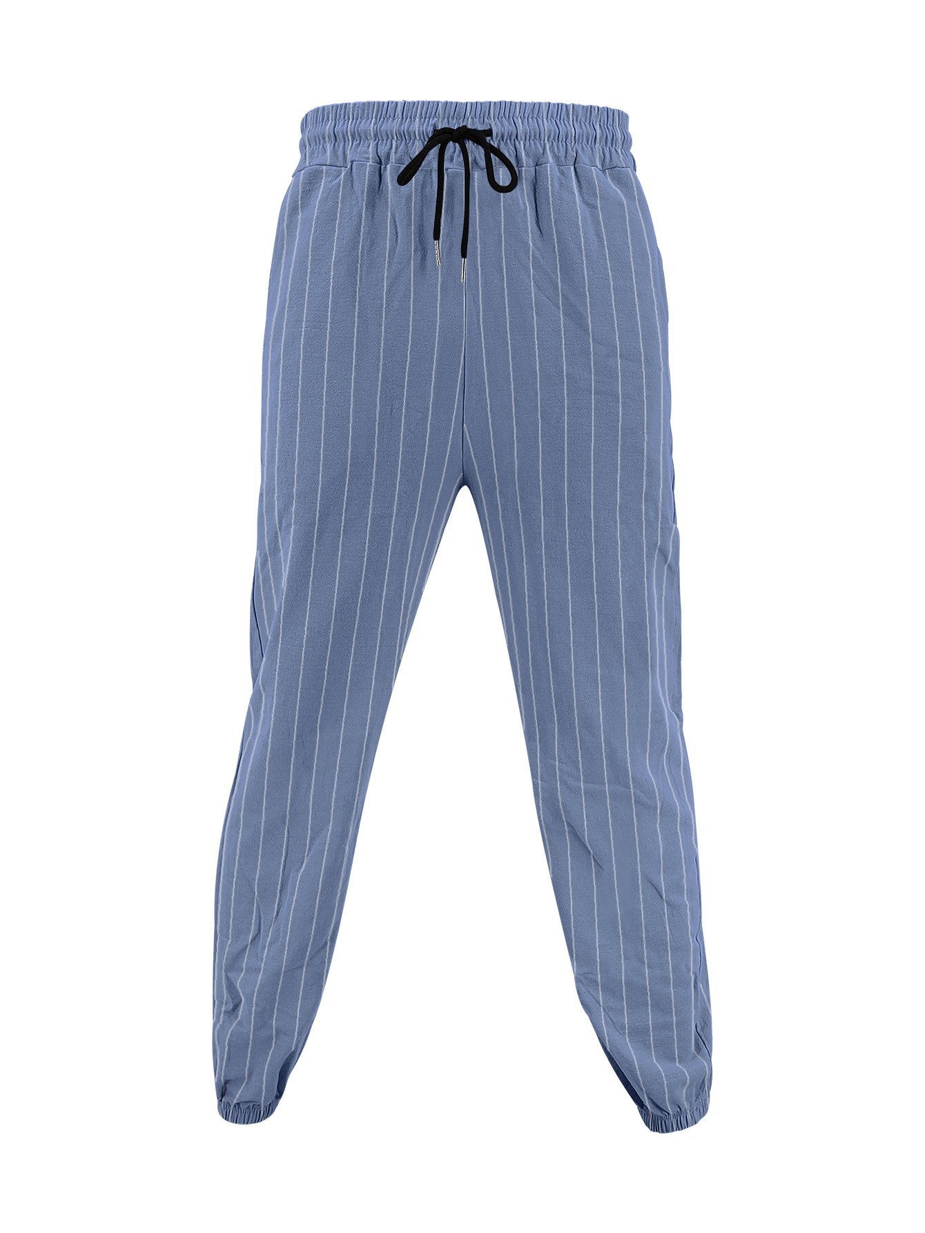 Men's elegant leisure pants with elastic waistband and side stripes Skorter