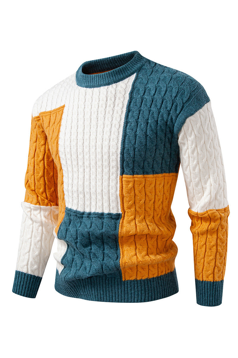 Men's stylish knitted sweater with creative color block look Skorter