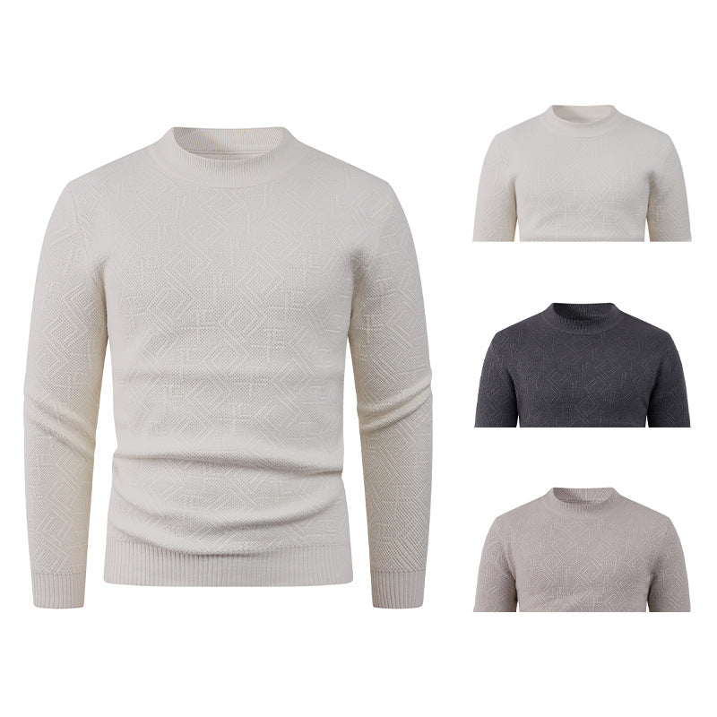 Men's Textured Crew Neck Sweater Skorter