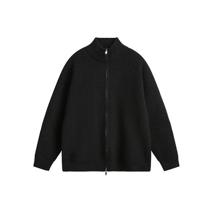 Men's chunky knit jacket with high collar and full zip Skorter