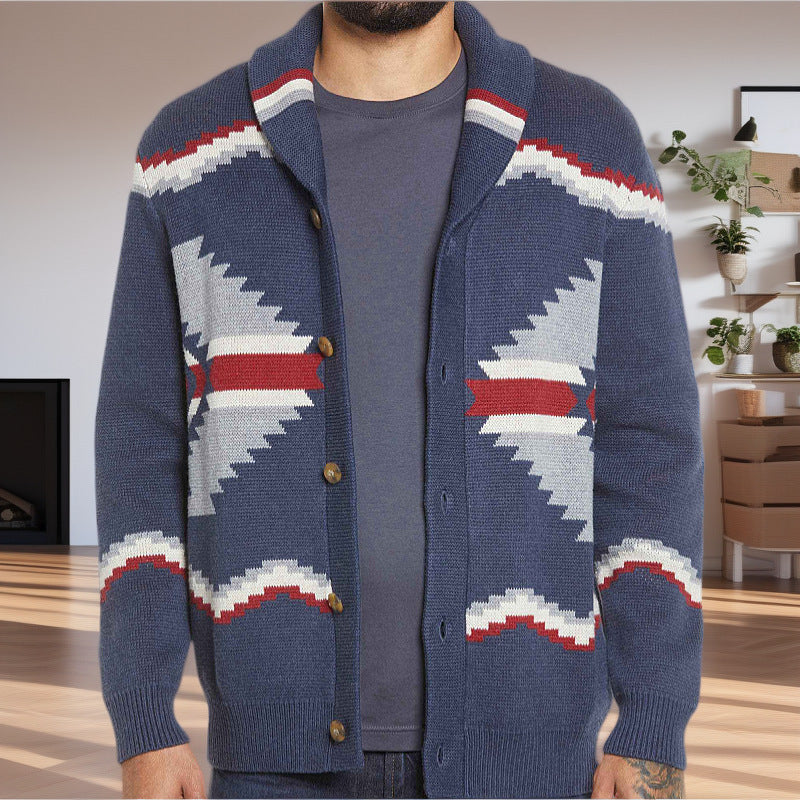 Herrkofta i modern etnisk design med praktiska knappar Skorter