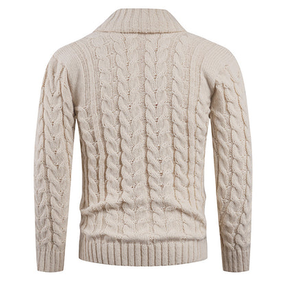 Herrkofta med kabelmönster och snygg sjalkrage Skorter