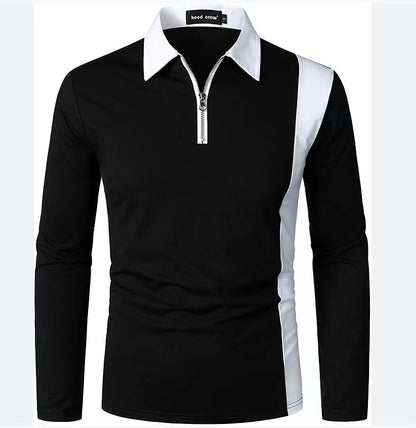 Men's sporty long-sleeve shirt with modern zipper and stylish color contrast Skorter
