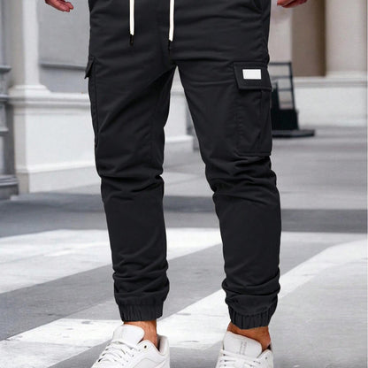 Men's Cargo Joggers with Elastic Waistband and Several Practical Pockets Skorter