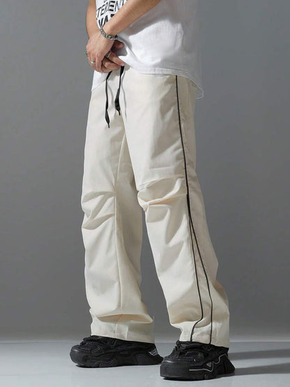 Men's sporty leisure trousers with side contrast stripes and adjustable waistband Skorter