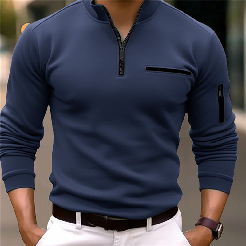 Men's sporty sweater with half zip and practical pockets Skorter