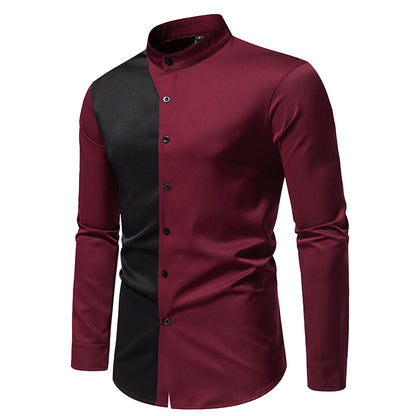 Men's stylish long sleeve shirt with chic color block design Skorter