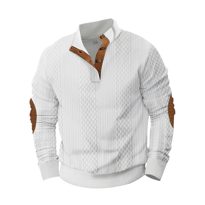 Men's stylish knit sweater with modern button design and textured fabric Skorter