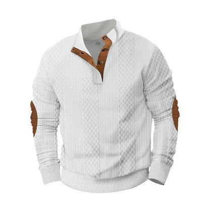 Men's stylish knit sweater with modern button design and textured fabric Skorter