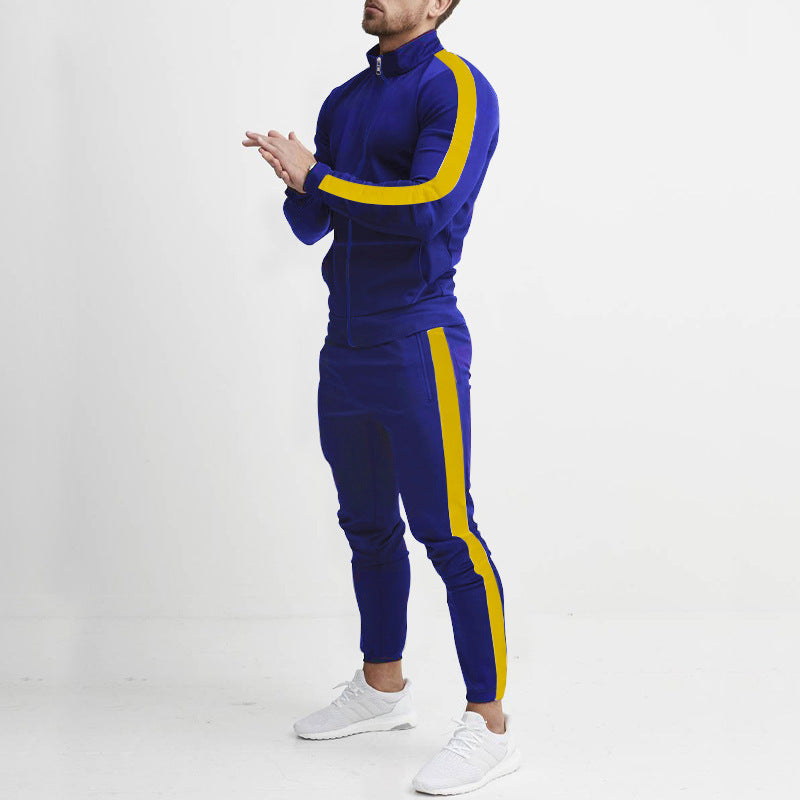 Men's tracksuit with high collar and side stripes Skorter