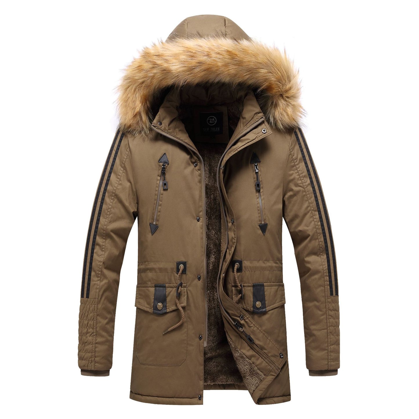 Men's winter parka with detachable faux fur collar Skorter