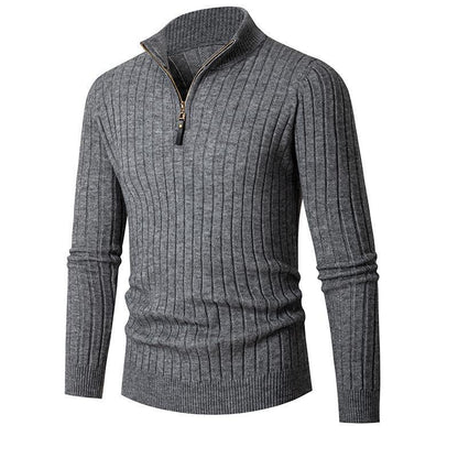 Men's pullover with stand-up collar and textured rib design Skorter