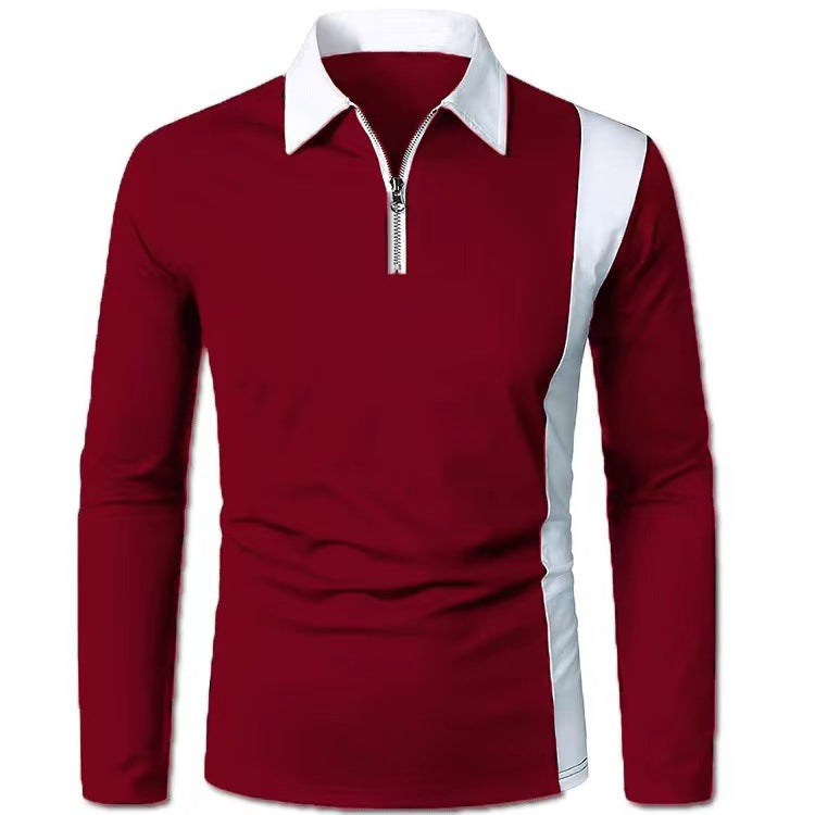 Men's sporty long-sleeve shirt with modern zipper and stylish color contrast Skorter